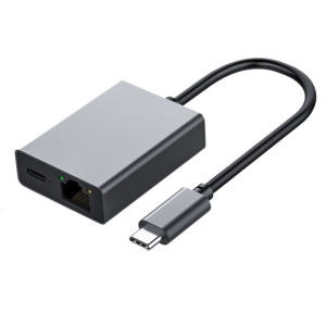 Type C Double Function Ethenet Hub With PD100W Fast Charging Aluminum Alloy Small Size Design For Laptop Tablets