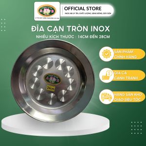 Dĩa Inox Cạn Tròn Đựng Trái Cây Đựng Đồ Ăn - Đĩa Cạn Inox Nấu Được Bếp Từ Nhiều Kích Thước Từ 14cm Đến 28cm
