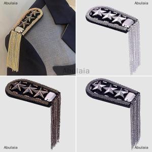 [COD] Abulaia 1Pcs Vintage Five Star Tassel Chain Shoulder Board Badges Beads Fabric Metal Epaulet Epaulette Pin On Brooch Medal