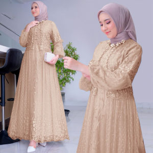 MAXI RAFIKA (M L XL XXL XXXL) GAMIS BRUKAT BUSUI LEBARAN PESTA KONDANGAN HARI RAYA MURAH