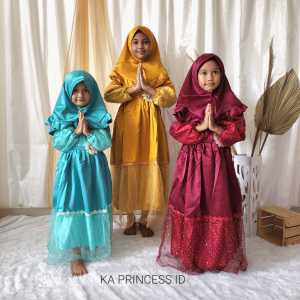 Setelan Hijab Anak Perempuan 2024 Dress Muslimah Cantik Elegan Anak Usia 4 5 Tahun Baju Lengan Tangan Panjang Terbaru Termurah Gamis Muslim Anak KAP94