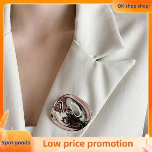 ✨QK shop✨ Geometric Metal Glossy Eggshell Broochs For Women Unique Exquisite Suit Corsage Pins Party Jewelry Fashion Accessory