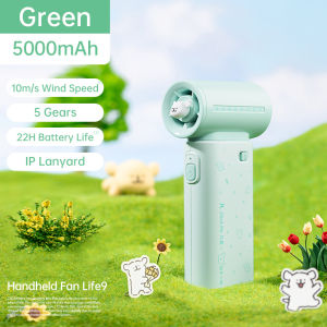 JISULIFE Handheld Fan Life9 Mini Portable Jet Fan Rechargeable USB Fans With 5 Gears Strong Wind Suitable For Summer Outdoor Camping Portable Hair Dryer with 5 Adjustable Wind Speeds for Soft Gentle Cool Refreshing and Powerful Airflow