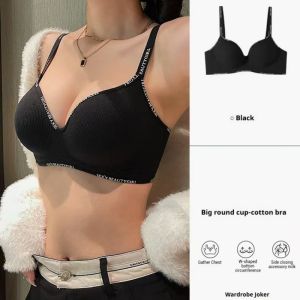 KIRAME Fashion Letter 3CM Thick Cup Bra Women Small Chest Bras Sport Style Hot Seamless Soft Support Brassiere Wireless Push Up Brassiere 32-38 AB