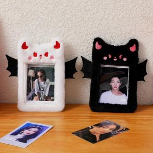 1pcs Cute Demon Plush Kpop Photocard Holder with Keychain Kawaii Cartoon Photo Sleeve ID Bank Credit Card Holder Protector Stationery