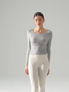 Womens Ribbing Gym Top Yoga T Shirt Fitness Sport Women Clothing Dry Fit High Elastic Breathable Long Sleeve Drape Sides Tops2026