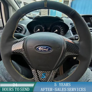 ZZSA Customized Car Steering Wheel Braid Cover Hand Sewing Suede Leather For Ford Fiesta 2008-2013 2013 2014 2015 2016 Q3P9R