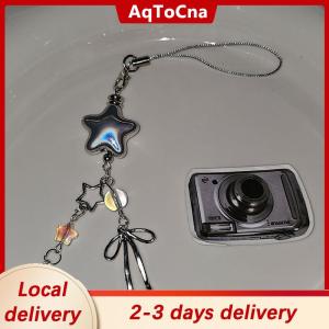 [COD] AqToCna Ship within 24 hours Cellphone Lanyard Keychain For Phone Y2K Style Metal Silver Star Bow Pendant Phone Charm Strap Sweet Cool Girl Pendant