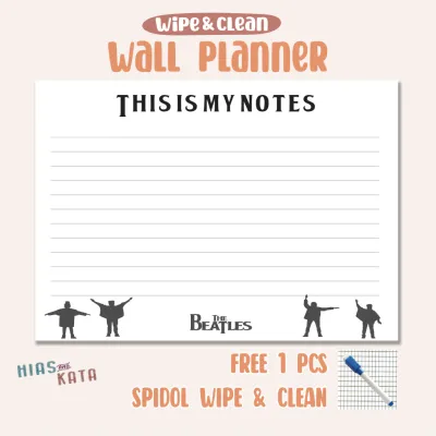 Wall planner this is my notes daily planner the beatles A3 (free 1pcs spidol wipe&clean)