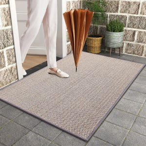 Linen Woven Floor Mat Hotel Gate Carpet Door Mat Entrance Outdoor Mat Household Anti-Skid Foot Pad Stain Resistant and Durablea