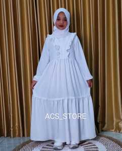 Gamis putih anak perempuan  | gamis anak warna putih Plus Kerudung  | Others