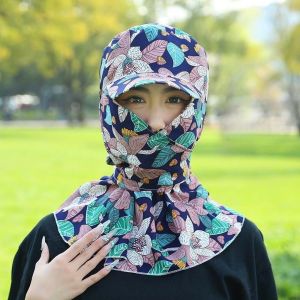 HULEQQI Flower Picking Tea Hat Breathable Portable Sunshade Shawl Cap Sun Hat Polyester Neck Protection Hat Women