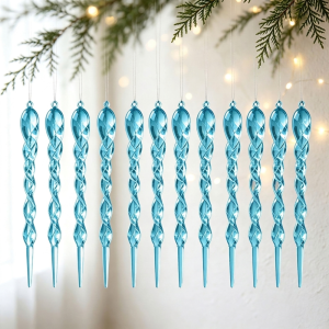 LAIFLE 12Pcs Shatterproof Christmas Tree Icicle Ornaments Acrylic Transparent Twisted Icicle Tree Decor Lightweight Simulated Icicle Xmas Icicle Pendants Holiday Xmas Tree