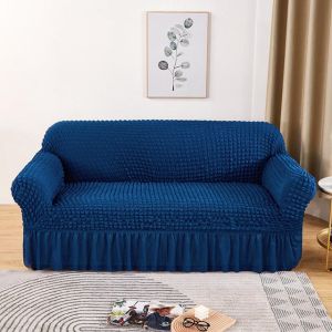 1/2/3/4 Seater Seersucker Skirt Sofa Cover Stretch Sofa Protector Removable Slipcover Armchair Cover