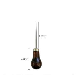 Wooden Handle Awl Punch Tool for DIY Leather Craft Sewing Awl Shoes Repair Tool Hand Stitcher Awl Pricker Hole Maker Accessories