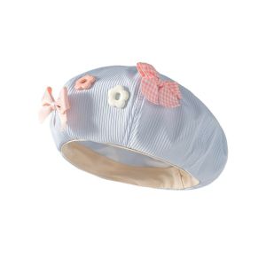 TRANQUIL HUT Solid Color Bow Flower Beret Cotton Y2k Painter Hat Personality College Style Octagonal Cap Ladies