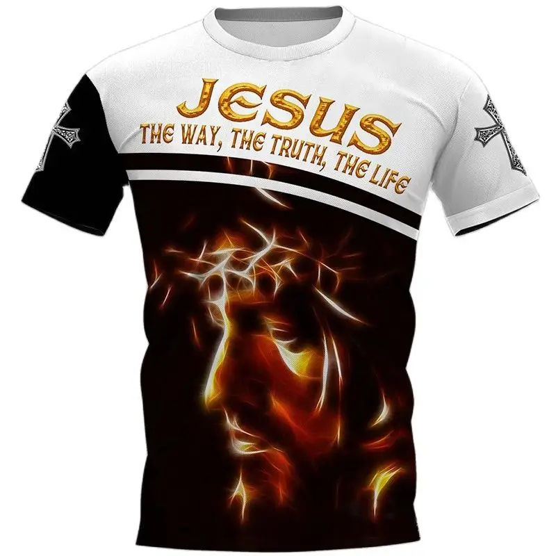 [Local Stock] VCC Vintage Men's Tshirts 3d Christian Jesus Print T ...