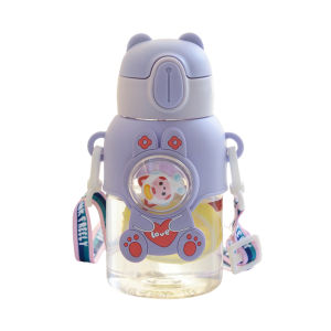 600ml Children Water Bottle With 3D Sticker Portable Kids School Water Bottle With Straw Botol Air Budak Sekolah