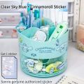 Cute Rotating Pen Holder Storage Box Desk Organizer & Kawaii Sanrio Cinnamoroll Stickers Cute Stationery Storage Girls. 