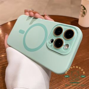 Macaron Color Liquid Skin Sense Magnetic Phone Case iPhone 16 Pro Max 15 14 13 12 11 Casing for iPhone Case Silicone Soft Shell TPU Shockproof