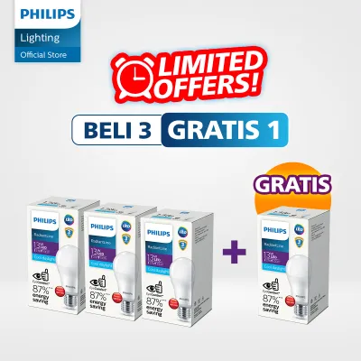 Philips Lampu LED Paket Beli 3 Gratis 1 RadiantLine LEDBulb 13W 6500K Putih