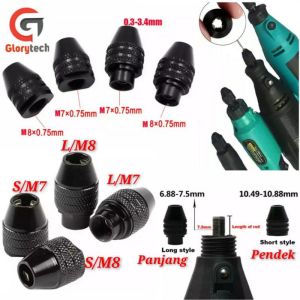 KEYLESS CHUCK KEPALA BOR MINI DREMEL KONEKTOR SAMBUNGAN M7 M8