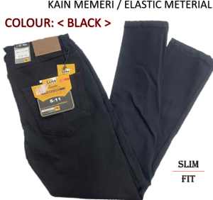 Mens Slim Fit Jeans Pants Cotton Rubber 28-50 Large #4414 BLACK