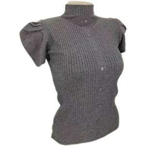 RM KOREAN STYLE HIGH NECK PUFF SLEEVES KNITTED BLOUSE FOR WOMEN 585