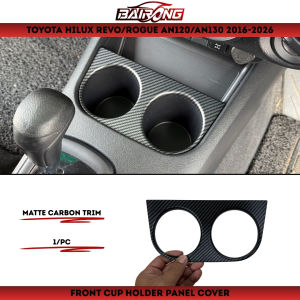 [BAIRONG]Toyota Hilux Revo/Rogue AN120/AN130 2016-2026 Carbon Trim Front Cup Holder Panel Garnish Cover
