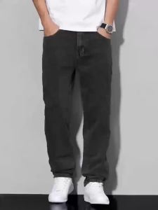 Mens Black Straight Fit Jeans - Casual Minimalist Denim Pants