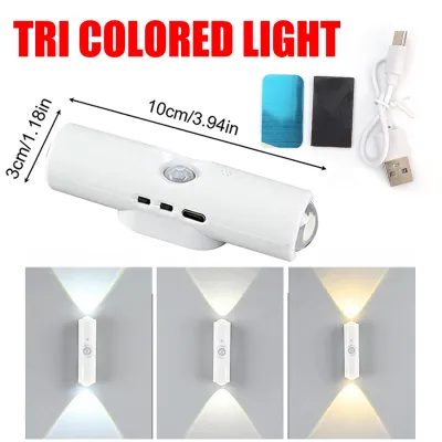 【COD/Original】3/7 Colors Changing Sensor Night Light Wireless Portable RGB Gradient Wall Lamp Energy Saving Rechargeable Wall LED Lamp Home Decoration