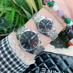 Đồng hồ nam nữ kính sapphire orient 819 dây thép không gỉ  size 28mm  39mm mặt chải tia sang trọng