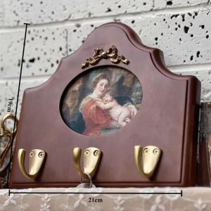 xpkQ European Retro Key Hooks Behind Door Decoration Painting Hooks Solid Wood Wall-mounted Hook Luxury Artistic Home Storage M2Y9R
