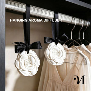 Hanging Aroma Diffuser Rose Shape Closet Deodorizer with Ribbon Hanger White