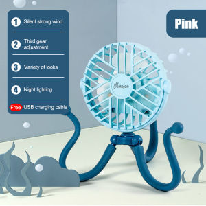 Octopus Mini Clip Fan Deformation Holder USB Charging Small Fan Baby Lathe Silent Computer Desk Fan 婴儿车床静音风扇