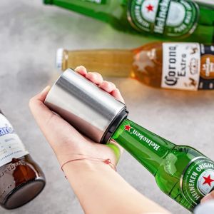 Automatic Beer Bottle OpenerMagnet Beer OpenerStainless Steel Push Down Wine Beer Soda Cap Opener Kitchen Accessories