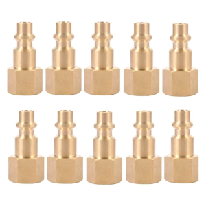 10 Pcs 1/4inch NPT Female Brass Plug Connector Air Hose Quick-Connect Adapter Air Coupler and Plug Easy to Use