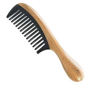 PureGLONo Static Detangling Wide Tooth Wooden Hair Comb Combs - Natural Green Sandalwood Buffalo Horn Detangler Comb for Men Women and Kids with Box