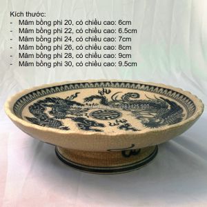 [Có video] - Đĩa đựng hoa quả / Mâm bồng trên bàn thờ - men rạn trơn