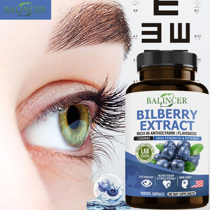 Bilberry extract supplement supports eye health and vision, antiaging