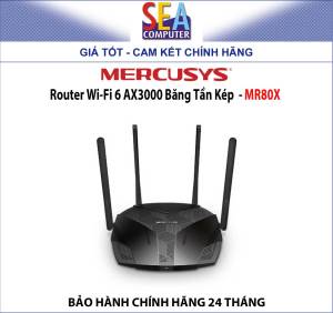 Mercusys Router Wi-Fi 6 AX3000 Băng Tần Kép  - MR80X