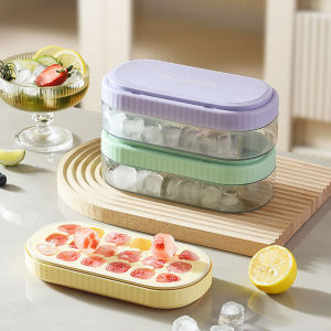 Press Type Ice Cube Tray With Storage Box Ice Cube Maker Ice Box Tray Kitchen Gadget Ice Bucket Ice Mould For Beer Quick-Freeze