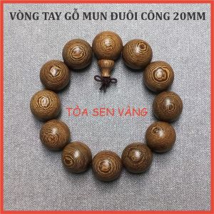 [HCM]Vòng Tay Chuỗi Hạt Gỗ Mun Đuôi Công - Cỡ hạt 18mm-20mm