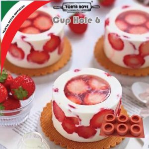 Cetakan silikon kue bentuk CUP HOLE 6 tengah bolong Cetakan Pudding bolu coklat es kristal mousse