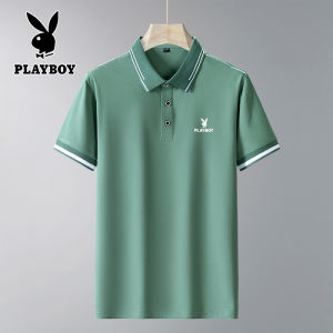 PLAYBOY Fashion Mens Striped Polo Short Sleeve Mens POLO Shirt Casual Student T-shirt Slim Fit Top