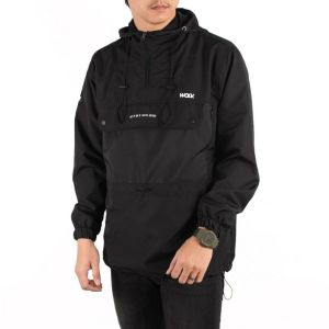 Jaket Pria Cagoule Hitam Snowdop Waterfrop (Anti Air) Wolv Terlaris
