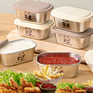 110ml Stainless Steel Sauce Box with Lid Food Dipping Sauce Salad Dressing Container