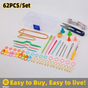 【Fast Shipping】 62pcs/set Knitting Tools Kit with Box Crochet Needle Hook Accessories DIY Knitting Supplies with Case Kids Stuff Knitting Kit Knitting-Tool