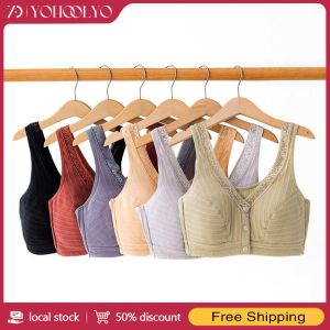 YOHOOLYO บราปิดด้านหน้าสำหรับผู้หญิงไซส์ใหญ่พิเศษ1/2วันบราดันทรงสไตล์บราไร้โครงสบายกันเสื้อกั๊กสำหรับเจ้าหน้าที่