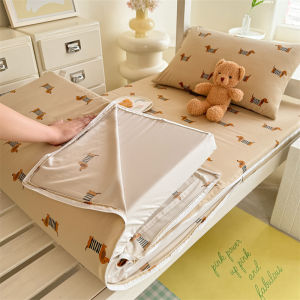 Student Dormitory Zipper Bedsheet Single 10cm Height Washed Cotton Full Wrap Mattress Cover Removable Wash Anti Slip Dustproof Bed Sheet with Zipper